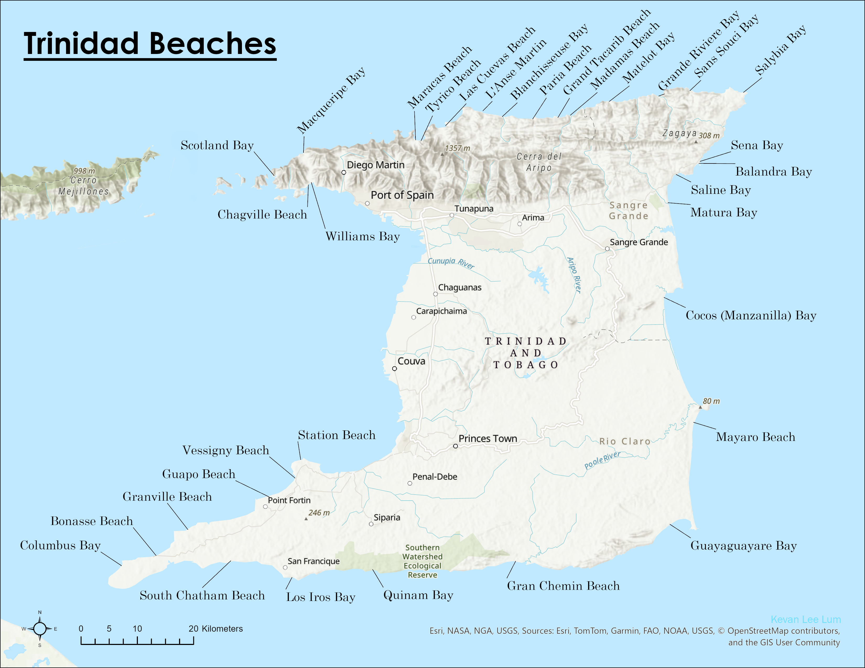 Trinidad Beaches Map
